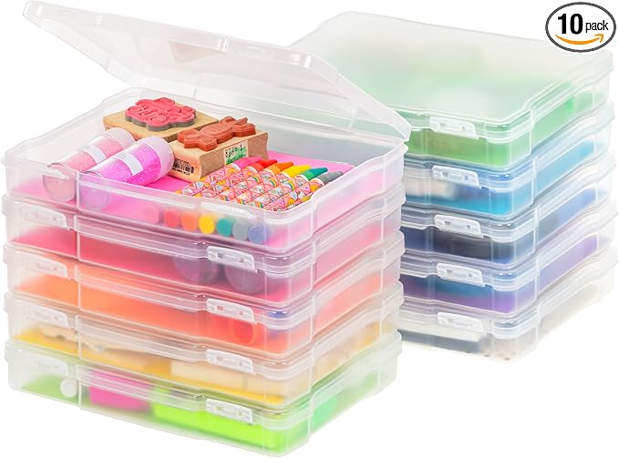 IRIS USA Photo Storage Cases |Made in USA| Fits 5"x7", (10-Pack) - Clear | Picture Box Containers for Tasks, Stickers, Ephemera, & Flashcards Organization by IRISUSA