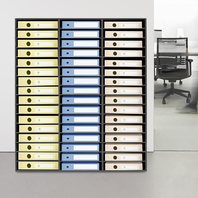 Literature Organizer,Desktop File Sorter Mail Center,Paper Storage Cabinet with 48 Slots Compartments,Suitable for Home School Office (48 Slots Black) - Image 2