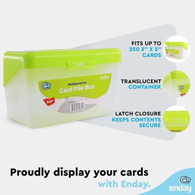 Enday Index Card Box Green 3x5 Index Card Holder, Index Card Organizer, Flash Card Holder, Holds 250 Cards. (36 PC) - Image 3