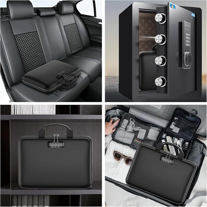 Tamfile Fireproof File Organizer with Lock,Hard Case Fireproof Document Box | 13 Colour Pockets Accordion File Folder, Office Home Important Document Organizer for Letter A4 Files Laptop Passports,Black - Image 6