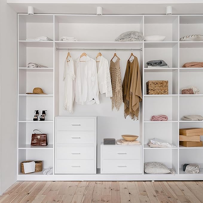 BOLUO Stackable Storage Drawers Closet Organizers and Storage Fabric White 2 Drawer Dresser for Bedroom 2 Packs Modern - Image 2