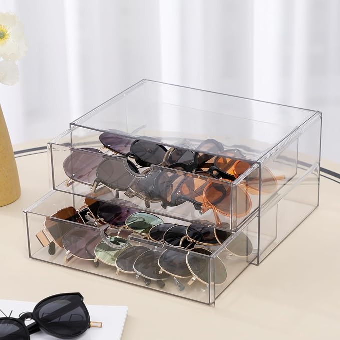 Clear Plastic Drawer Organizer, 4 Drawers | Stackable Desk Organizers and Accessories, For Home Office Supplies, Marker Pen, Notebooks, Art Crafts - Image 7