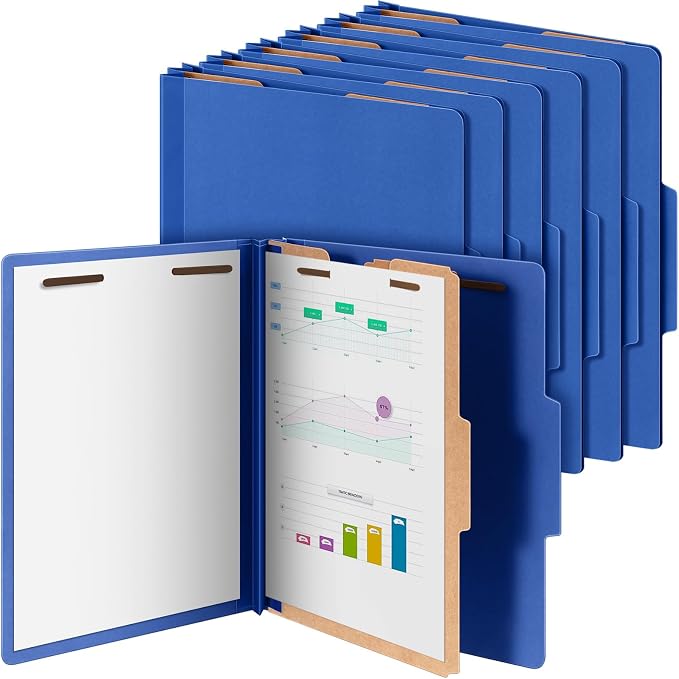 Skyygemm 12 Pcs Classification Folder Letter Size, 1 Divider,Dark Blue | Back to School Supplies, File Organizer with Fastener, Expanding File Organizer Bulk for Office Employee, Staff, Teacher by Skyygemm
