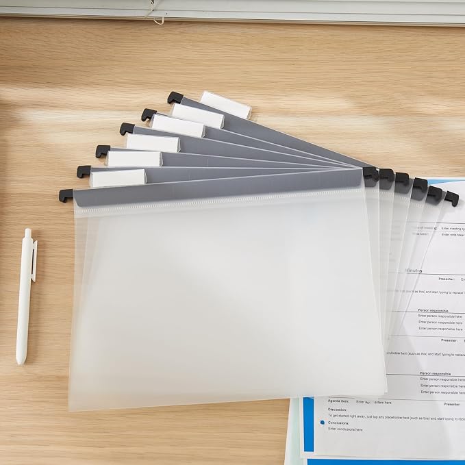 20 Pack Plastic Clear Hanging File Folders, Letter Size with Tabs | Transparent design lets you view contents instantly, making document storage and retrieval faster and easier. - Image 7