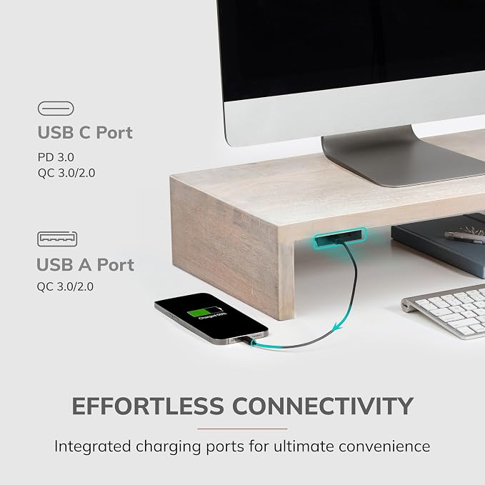 Anji Mountain Wooden Monitor Stand - Elegant Monitor Riser,Perfect Monitor Stand for Desk Organization, Durable Wood Construction monitor stands,Enhances Ergonomics and Workspace Efficiency,White Wash - Image 3