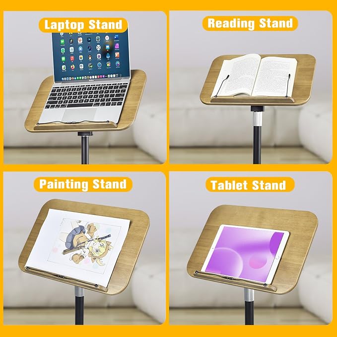 Book Stand for Reading, 4-in-1 Music Stand for Sheet Mmusic, Book Holders for Reading Hands Free, Projector Stand with 180° Rotation Height Adjustable Book Holder Stand for Cookbooks, Laptop - Image 6