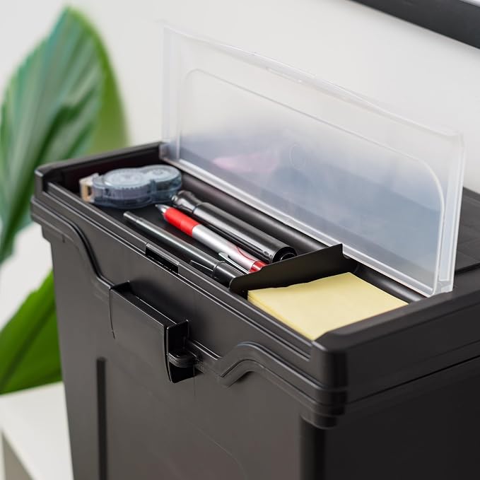 IRIS USA File Box Organizer with Lid, Letter File, Portable Handle, Black | Carry letter size files, documents and paperwork with a portable handle and secure lid for organized storage on the go - Image 7