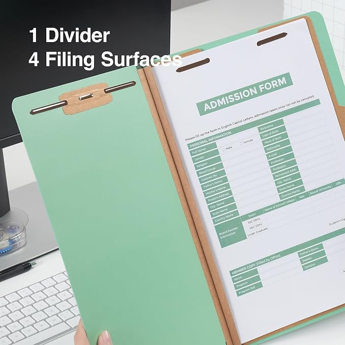 Staples Pressboard Classification Folders, Legal Size, 1‑Divider, 1.75" Expansion, Light Green, Heavy‑Duty Construction – 40/Carton - Image 5