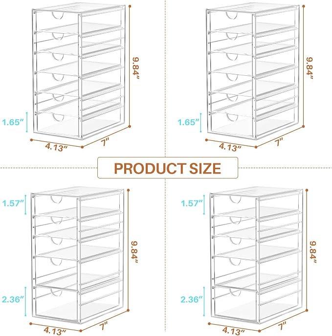 ARSTPEOE 22-Drawer Acrylic Storage & Makeup Organizer for Desk, Bath | Smooth-glide drawers, clear acrylic, stackable, dustproof, wipe-clean, for lipsticks, lip glosses, blushes, pen - Image 3