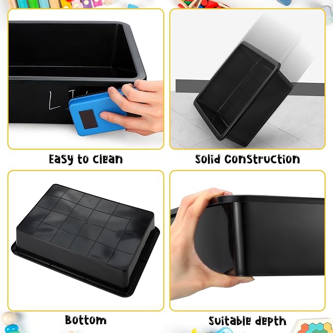 36 Pcs Flat Storage Organizer Bins Letter Size Paper Tray Classroom Storage Plastic Art Trays Classroom Pencil Organizer Baskets for School Office Teacher Book Organization(Black) - Image 2
