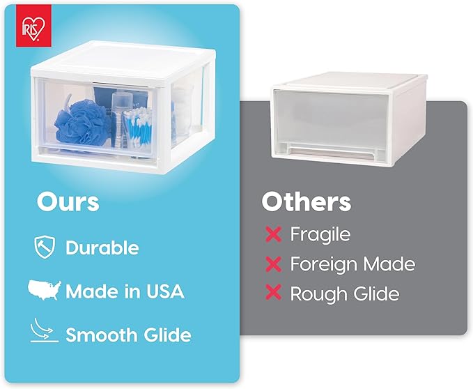 IRIS USA 8-Pack, 6 Qt. Small Stacking Drawer Storage Organizer, White | Keep craft supplies, accessories, office items, and small essentials organized around your home with separate storage spaces - Image 6