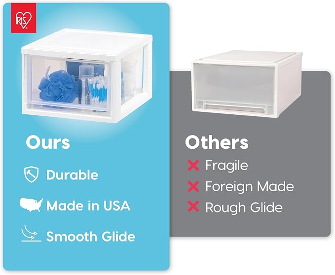 IRIS USA 2-Pack, 6 Qt. Small Stacking Drawer Storage Organizer, White | Keep craft supplies, accessories, office items, and small essentials organized around your home for easy everyday storage - Image 5