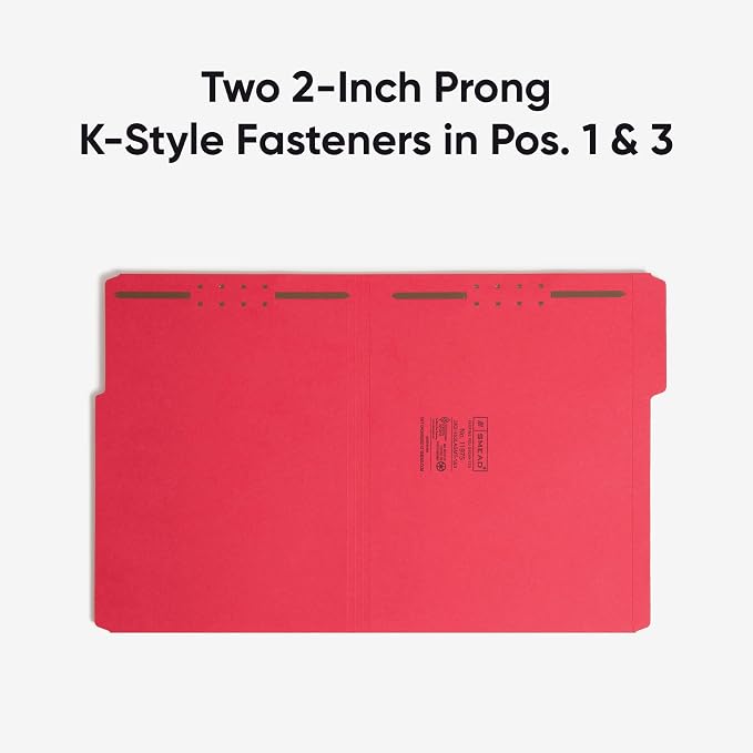 Smead Fastener File Folders, Reinforced 1/3-Cut Tabs, 2 Fasteners, Letter Size, Assorted Coolors, 50 per Box (11975) - Image 6