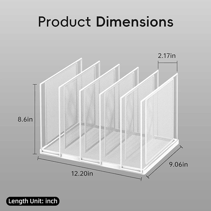 File Organizer for Desk, 5-Section Vertical File Sorter, Paper Holder Organizer Standing Metal File Folder for Office Home Classroom, White - Image 2