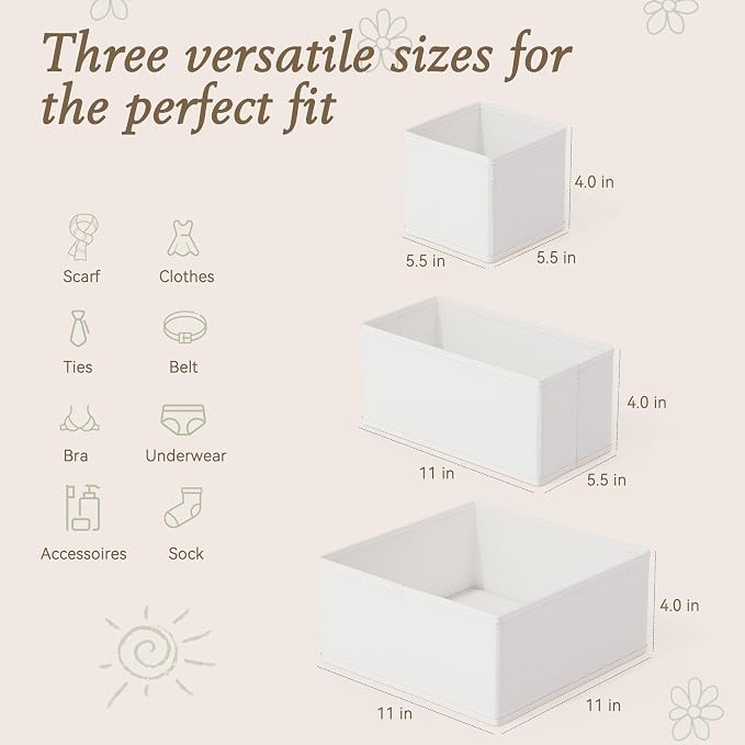 Drawer Organizers 18-Piece Set, Dresser Organizer for Baby Clothes, Foldable Closet Storage & Drawer Dividers for Underwear, Socks, Nursery, White - Image 2