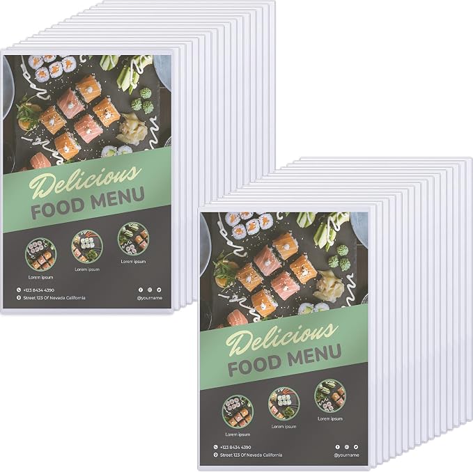 50 Pcs 11" x 17" Rigid Print Protectors, Heavy Duty Hard Plastic Sheet Page Protectors Crystal Menu Holder Clear Poster Sleeve Top Loading Frame for Magazine Photo Paper Poster Prints by Henoyso