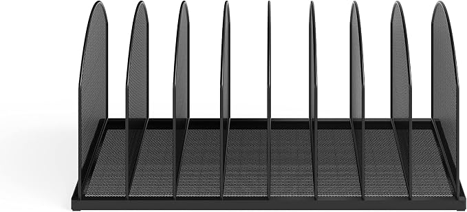 Safco Products Onyx Desktop File Organizer 8 Upright Sections Home, Office or Classroom Desktop Organization,Black,3212BLKD by SafcoProducts