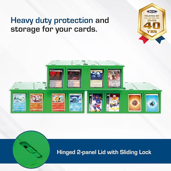 BCW Collectible Card Bin (2-Pack, Green) | Holds 3200 Cards Each | Includes 4 Dividers Per Bin | Storage for Pokémon, MTG & Sports Cards - Image 2