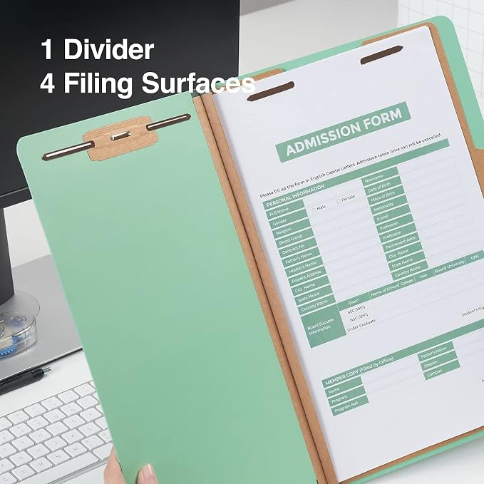 Staples Colored Pressboard Classification Folder, Legal Size, 1 Partition, Green, Durable Construction, 20/Pack - Image 7