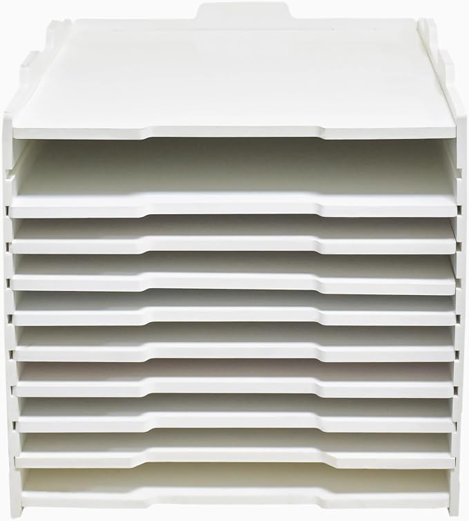 13" L × 18 1/8" W × 12 9/16" H Vertical Deep Letter Tray, Multi-Tier Desktop File Organizer, Paper Document Mail Sorter for Home Office Classroom – White(9 Tier-Portrait) by Unknown