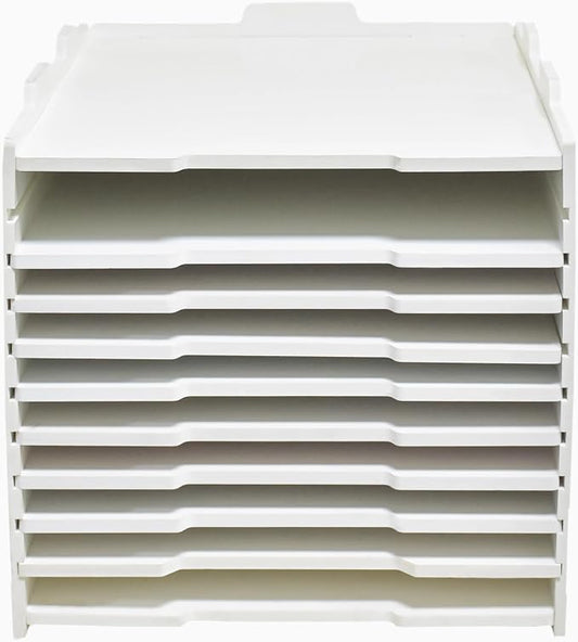 13" L × 18 1/8" W × 12 9/16" H Vertical Deep Letter Tray, Multi-Tier Desktop File Organizer, Paper Document Mail Sorter for Home Office Classroom – White(9 Tier-Portrait) by Unknown