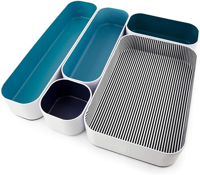 Three by Three Seattle Metal Drawer Organizer Tray Set, 5-Pc, 2" (Assorted) | Deep 2" food-safe metal bins; soft non-scratch base; perfect for kitchen utensils, tools & bulkier drawer items - Image 5