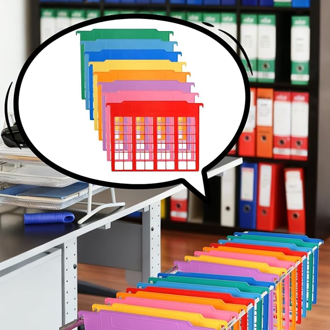 party greeting 8 Pack File and Folder Dividers 9.4x12.7 InchPlastic Hanging Filing Cabinet Dividers Organizers Insertable File Separators Supplies for Office Drawer Organization (Rainbow) - Image 7