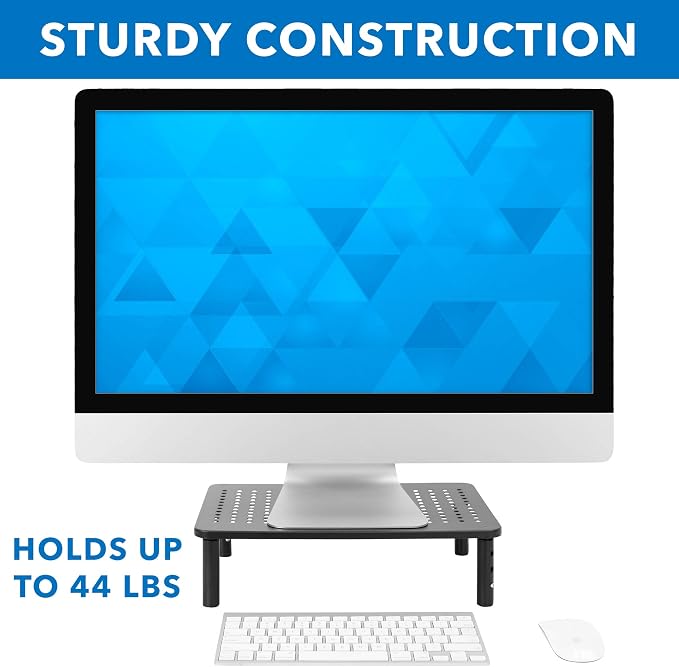 Mount-It! Height Adjustable Single Monitor Riser | Metal Mesh Computer Screen Platform | Desktop Riser for Laptop, Monitor, and Printer | 44lbs Capacity (Black) - Image 8
