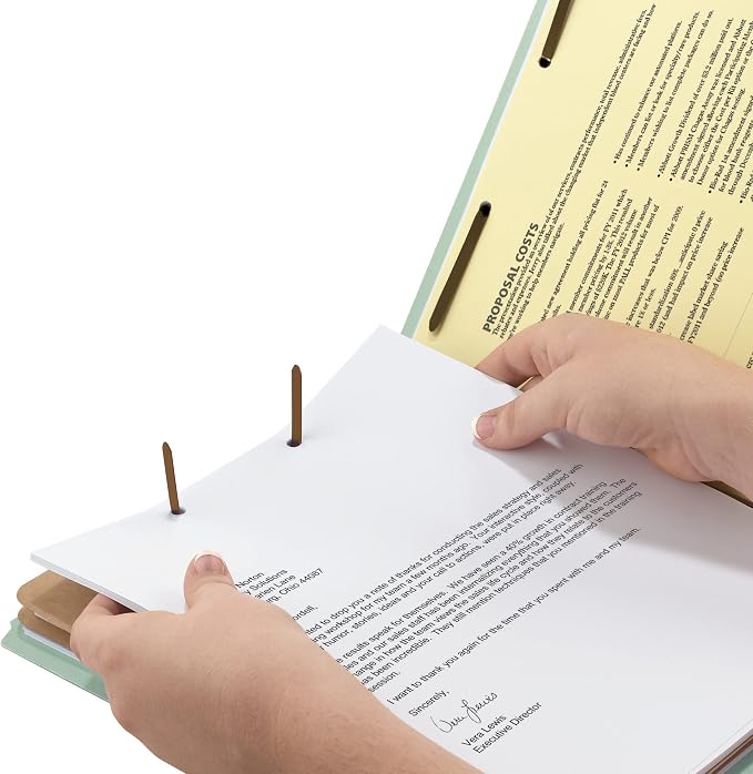 Smead 100% Recycled End Tab Classification Folder, 2 Dividers, 2" Expansion, Legal Size, Gray/Green, 10 per Box (29802) (Pack of 5) - Image 3