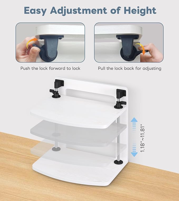 15.6 14 13.3 Inch Laptop Computer Monitor Stand Riser for Reduced Neck Strain, Adjustable Height Desk Shelf Organizer Monitor Riser Stand for PC Monitor Laptop - Withe - Wood Grain, MR01-L - Image 5