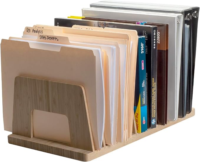 MobileVision Bamboo Desktop File Folder Organizer and Paper Tray, 10 Slots by MobileVision