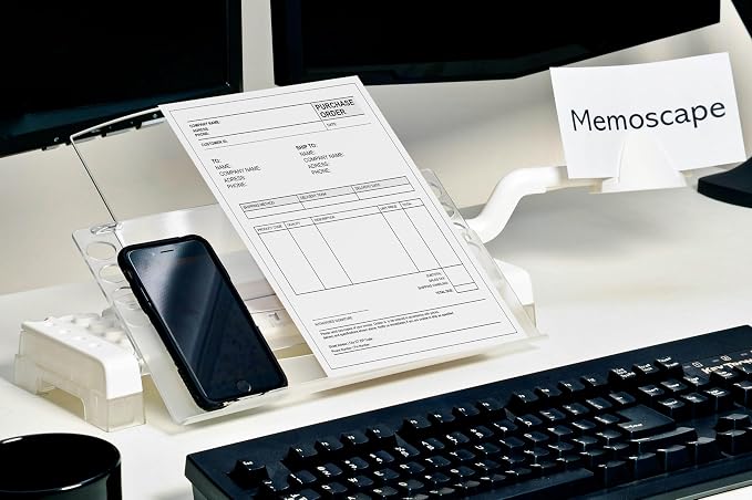 MemoScape Adjustable in-Line Document Holder for Typing | Reduces Neck Strain, Improves Focus, Boosts Desk Organization, and Workflow | Paper Holder Stand for Desk and Home Office - White (VUR 2080) - Image 3