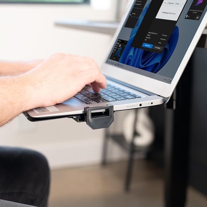 VIVO Clamp-on 12 x 9 inch Rotating Laptop Tray, Extra Sturdy Single Desk Swivel Clamp, Ergonomic Typing, Black, MOUNT-LAP1CB - Image 4