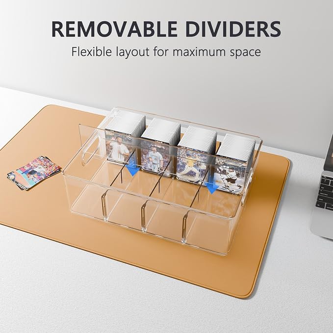Trading Card Storage Box, Clear Large Storage Organizer Holds 3200 Cards | Pull-Out Drawer with Foam Inserts, 4-Row or 12-Grid Layout and Front Display Case for TCG, MTG and Sports Cards (1-Pack) - Image 3