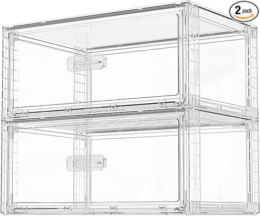 Vtopmart 2 Pack Large Clear Stackable Storage Drawers for Closet, 23QT | Easily Assemble Plastic Closet Storage Bins, Dust-Proof UnderBed Organizer for Clothing Underwear T-shirt Organization by Vtopmart