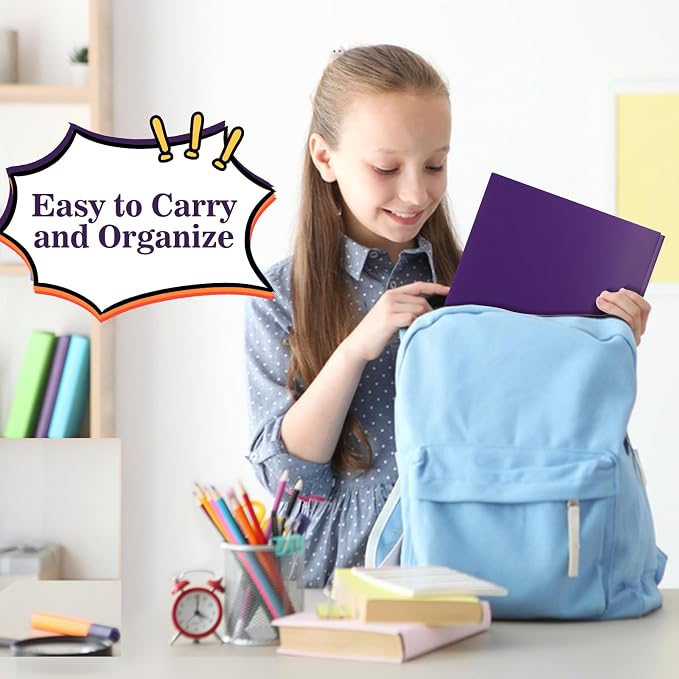 12-Pack Plastic Folders with Pockets and Prongs, 2-Pocket Poly Folders with 3 Fasteners Holds 8-1/2" x 11" Paper for School/Office/Home, Purple - Image 5