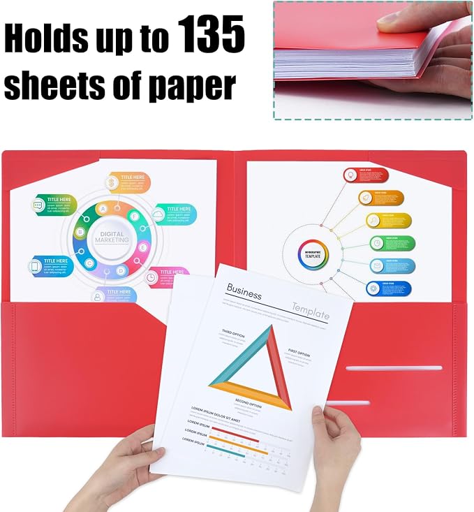 EOOUT 100pcs Plastic Folders with Pockets, Heavy Duty Pocket Folders with 4 Pockets for Office and School, Letter Size, 10 Assorted Colors - Image 3