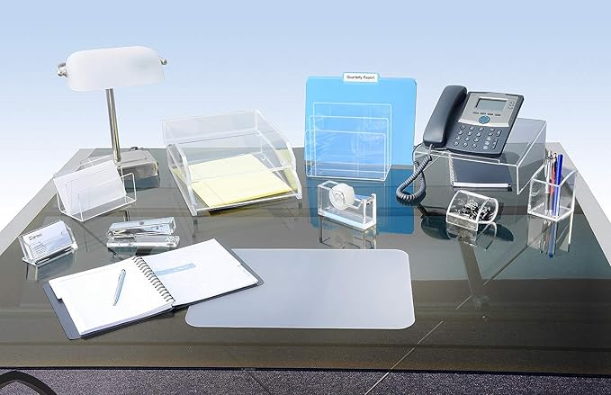 Kantek Clear Acrylic Double Large Letter Tray, 2 Tier Stackable Desk Organizer, Front Loading, 10.6" x 13.9" x 4.8", Non-Skid Feet, Office Organizer, Desk Accessory - Image 4