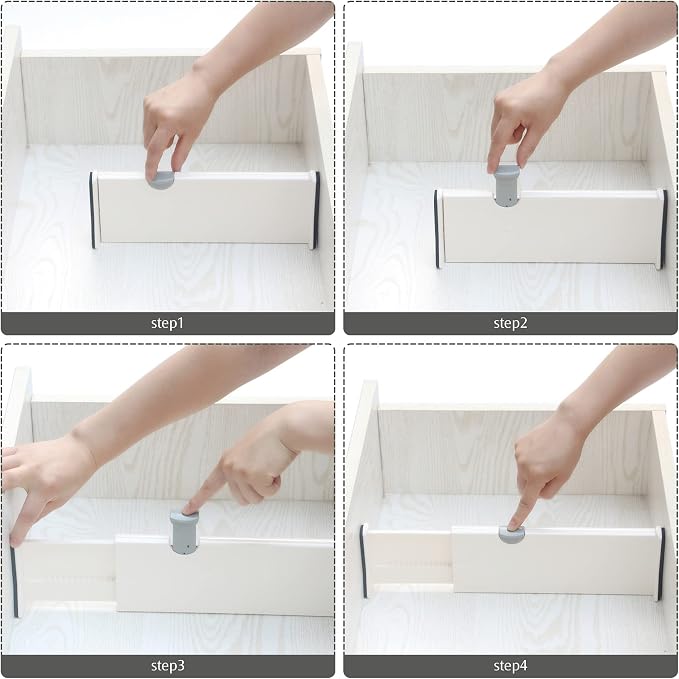 TENABORT Set of 8 Adjustable Drawer Dividers Organizer Separators Plastic Dresser Organizer for Bedroom, Bathroom, Closet, Office Desk, Kitchen Storage - Image 6