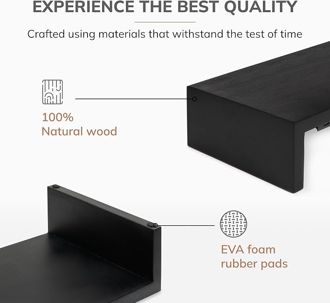 Anji Mountain Wooden Monitor Stand - Elegant Monitor Riser, Perfect Monitor Stand for Desk Organization, Durable Wood Construction monitor stands, Enhances Ergonomics and Workspace Efficiency,Black - Image 2