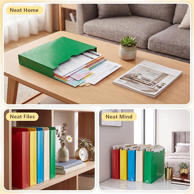 Zhehao 100 Pack 2 Inch Expanding File Folder Pocket Letter Size File Jackets Expandable Pockets Assorted Colors Heavy Duty Manila Document Organizer Reinforced Straight Cut Tab for Home Office - Image 3