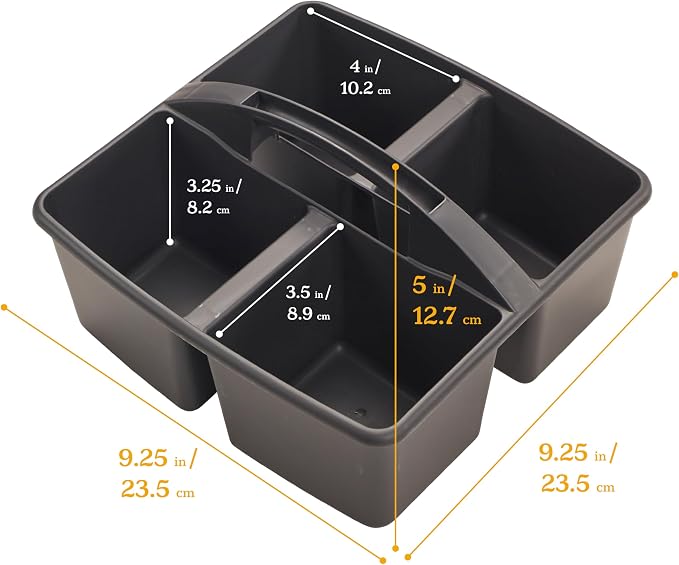 ECR4Kids 4-Compartment Medium Plastic Caddy, Multipurpose Organization, Black, 6-Pack - Image 2