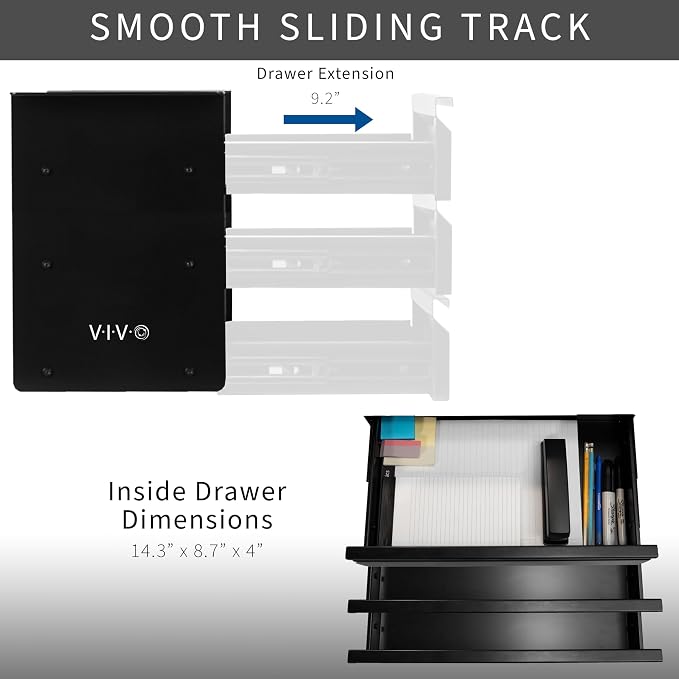 VIVO 16 in Slide Out Dual Tier Storage Drawer, Under Desk 3 Layer Organizer, Black, DESK-DR03 - Image 5