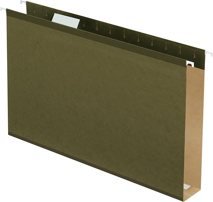 Pendaflex Extra Capacity Reinforced Hanging File Folders, 2", Legal Size, Standard Green, 1/5 Cut, 25/BX (4153x2) & Recycled Hanging Folders, Legal Size, Standard Green, 1/5 Cut, 25/BX (81622) - Image 2