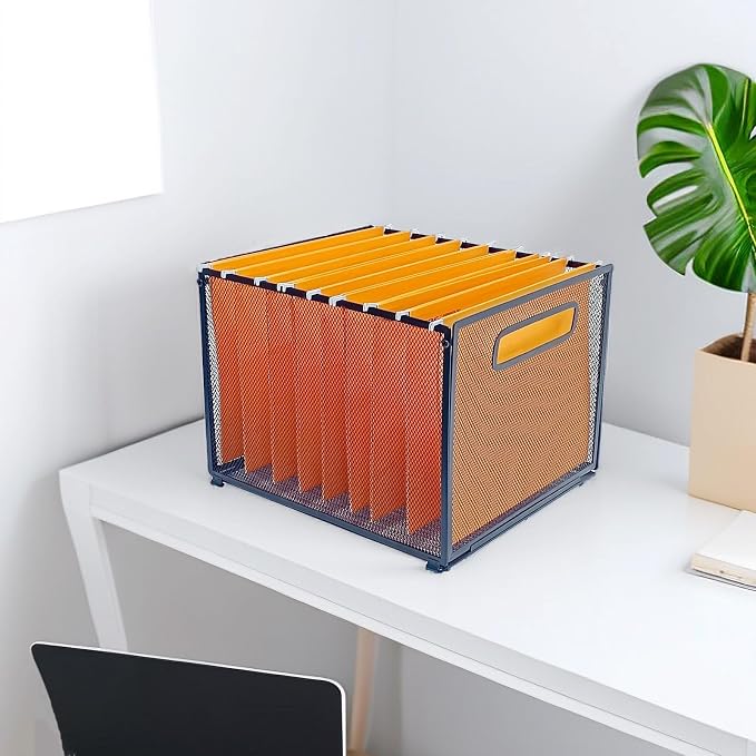 SETTFRFE Letter Size Hanging Folder Organizer,Metal File Baskets,Black | Mesh File Bin & Holder with Handle,Filing Organizer for Letter Folders,Office,School,Home Storage - Image 8
