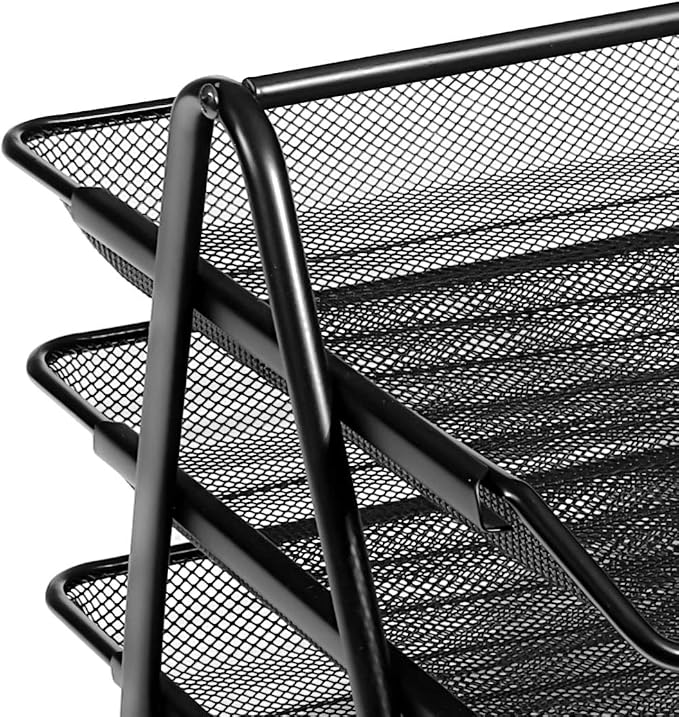 OSCO Black Wire Mesh 5 Tier Letter Tray | A4 | Desk File Organiser | Paper Storage | Office Document Sorter | Paperwork Filing | Easy Assembly | H37.3 x W29.5 x D34.0 cm | - Image 6