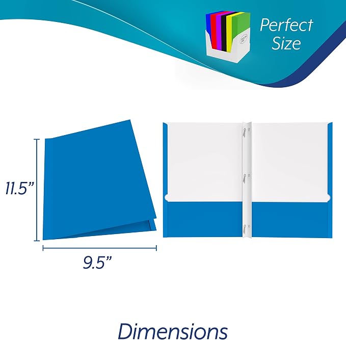 Folders with Pockets and Prongs (400 Pack) 2 Pocket Folders with 3 Prongs for School Paper Folders with Pockets - Image 3