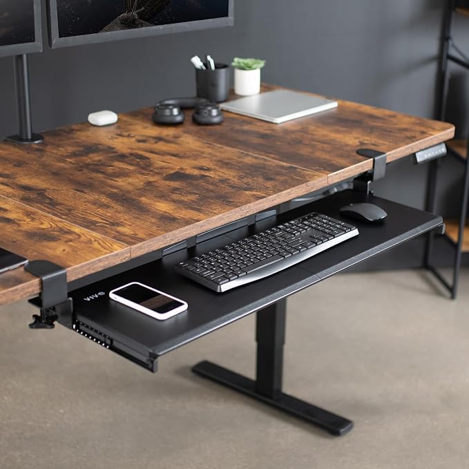 VIVO Black Extra Large 34 x 11 in Under Desk Keyboard Tray, MOUNT-KB15EB | Keyboard Tray for Typing, Slide Out Platform, Extra Sturdy C-Clamp Mount System, Computer Drawer, Black Frame - Image 2