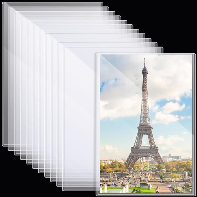 12 Pcs Poster Protector Sleeves 18 x 24 Inch, Clear Plastic Poster Sleeves Frame, Waterproof Rigid Print Sheet Protectors for Art Portfolio Storage, Wall Display, Magazines, Photos, Papers by Henoyso