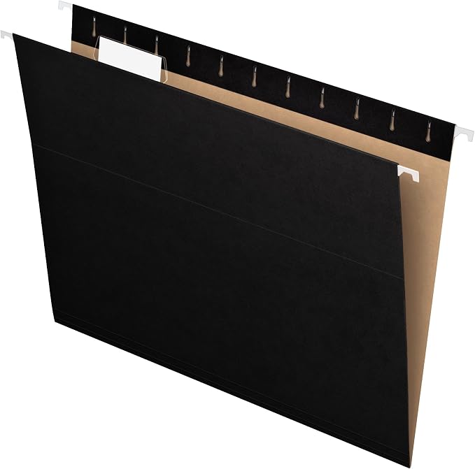 Pendaflex Portable File Box, Frosted White, Hinged Lid with Double Latch Closure, 3 Black Letter Size Hanging Folders Included & Recycled Hanging Folders, Letter Size, Black, 1/5 Cut, 25/BX - Image 5